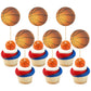 24Pcs Basketball Cupcake Toppers Star Sports Ball Cupcake Picks Baby Shower Basketball Sports Players Theme Birthday Party Cake