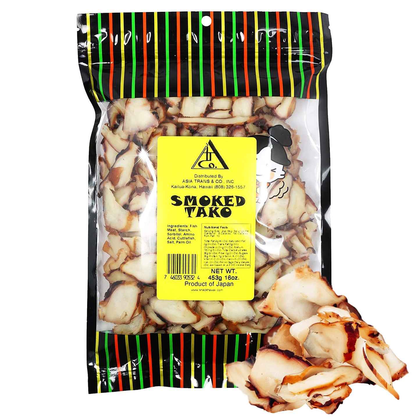 Asia Trans Rich Flavor & Dried Cuttlefish Tako | Hawaiian Seafood Jerky | Low-Fat  Low-Calorie Snack