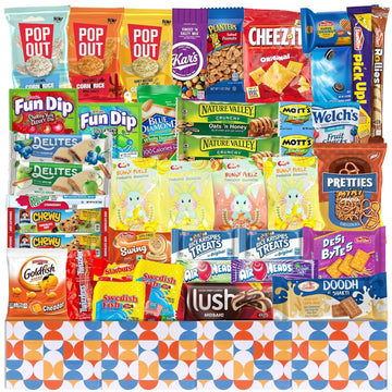 Sarahs Candy Factory Snack Variety Box - 46 Count Mixed Bars, Cookies, Chips, Candy for Office, Schools, Family