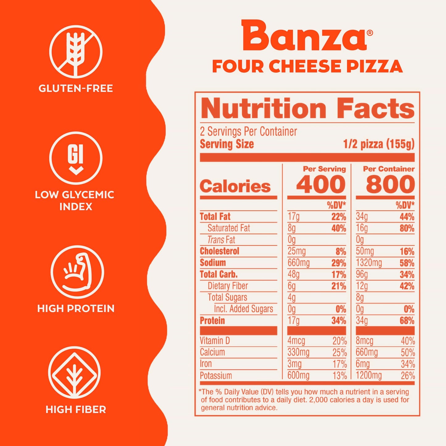 Banza Four Cheese Gluten Free Chickpea Pizza, 10.9 OZ
