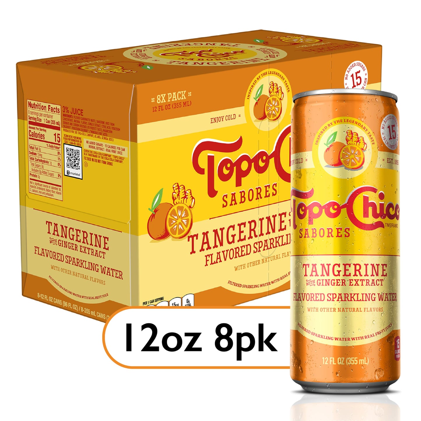 Topo Chico Sabores Tangerine With Ginger Extract 12Oz 8Pk