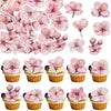 Ephlyn 50Pcs Edible Flowers Cake Topper Cupcake Toppers Wedding Themed Party Baby Shower Birthday Party Cupcake Picks Anniversar