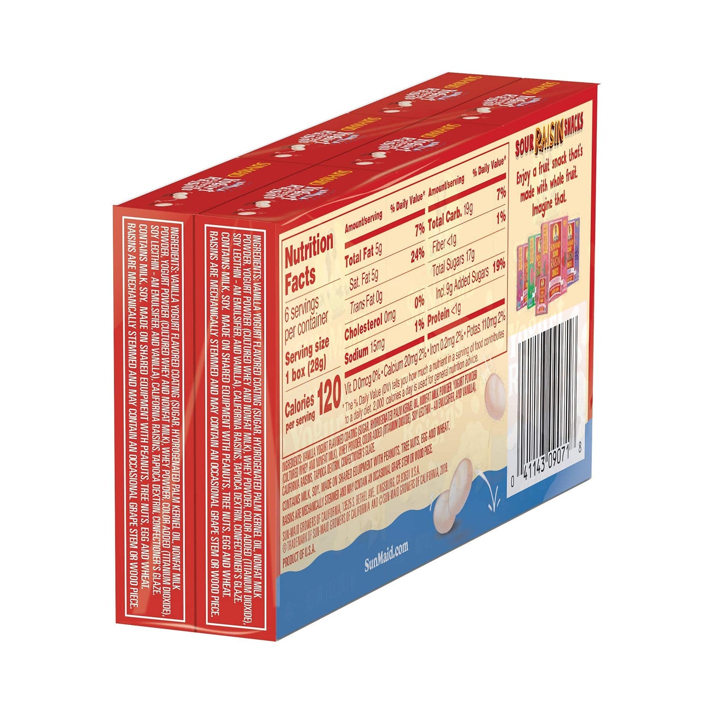 Sun-Maid  Yogurt Raisins Variety Pack (Pack Of 30), Vanilla (Pack Of 18), Chocolate (Pack Of 12), Dried Fruit, Non-Gmo, Healthy