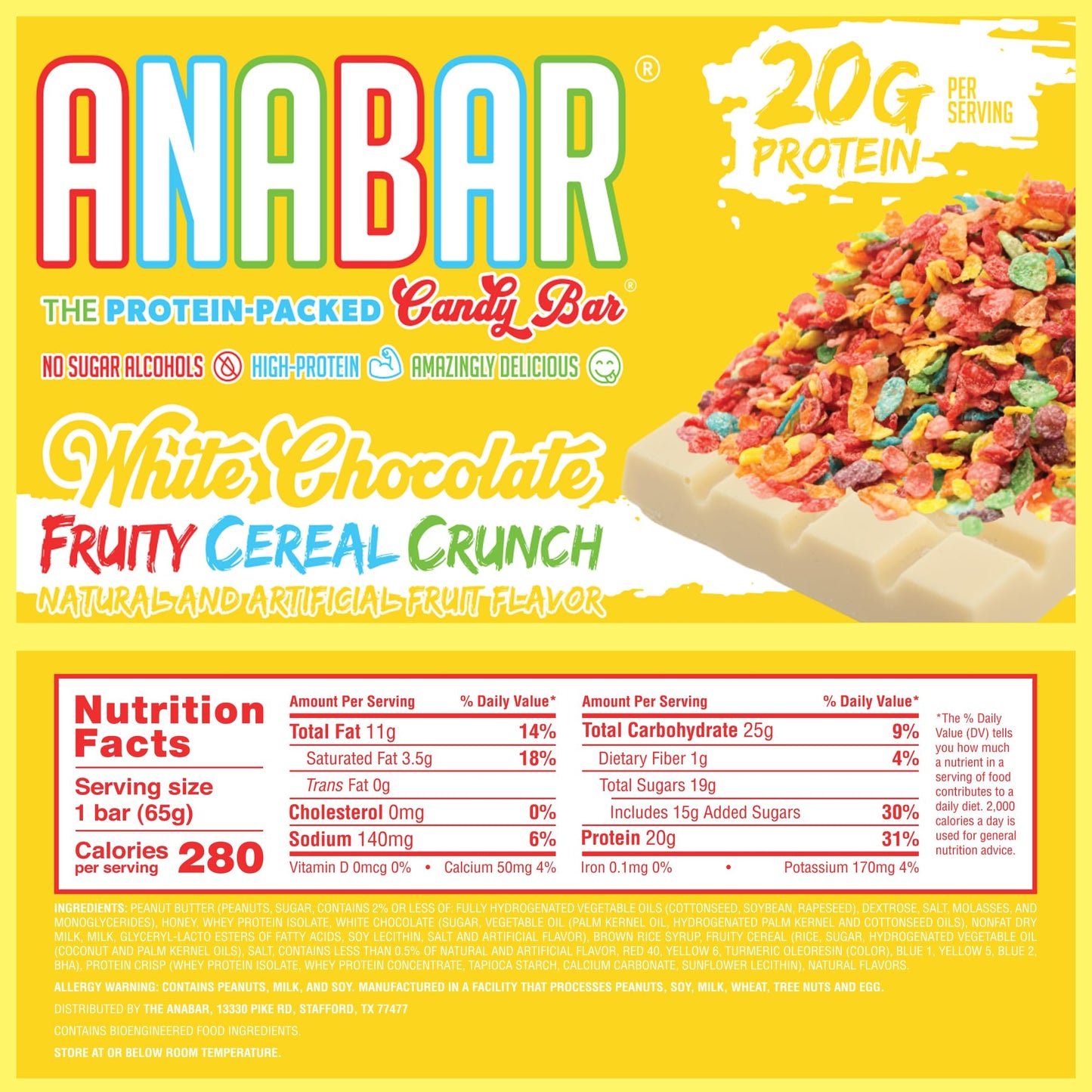 Anabar Protein Bar, The Protein-Packed Candy Bar, Amazing Tasting Protein Bar, No Sugar Alcohols, High Protein, Amazingly Delici