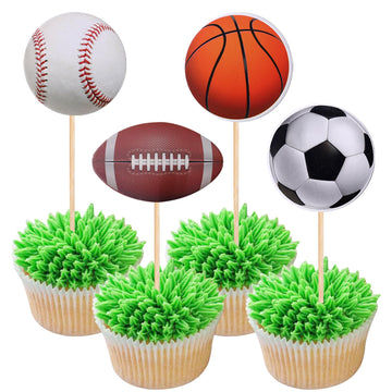 36 Pcs Sports Cupcake Toppers Baseball Cupcake Picks Football Soccer Ball Toothpicks Rugby Basketball Cake Decorations For Sport