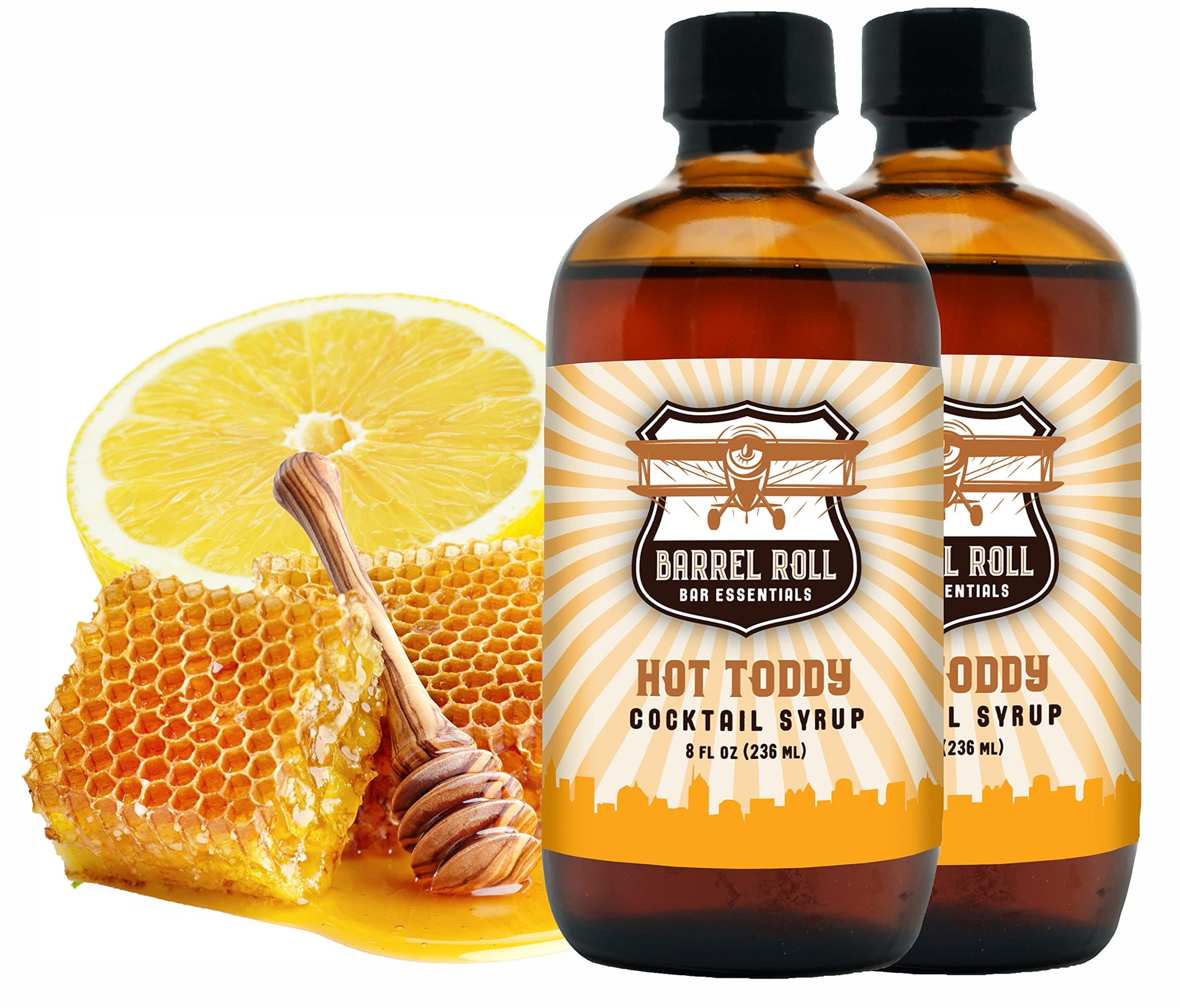 Barrel Roll Bar Essentials Hot Toddy Cocktail Mixers - All-Natural Syrups - 2 x 8 Fl Oz