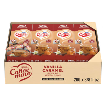 Nestle Coffee mate Coffee Creamer, Vanilla Caramel, Liquid Creamer Singles, Non Dairy, No Refrigeration, 0.375 fl oz Tubs (Pack 