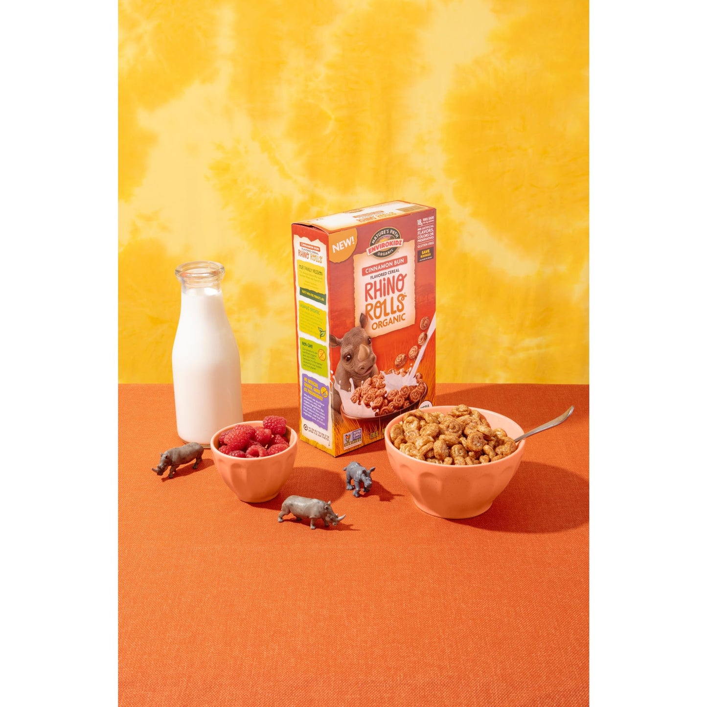 EnviroKidz Organic Rhino Rolls Cereal, 9.5 oz (Pack of 1), Cinnamon Bun, Gluten Free, Non-GMO, by Natures Path