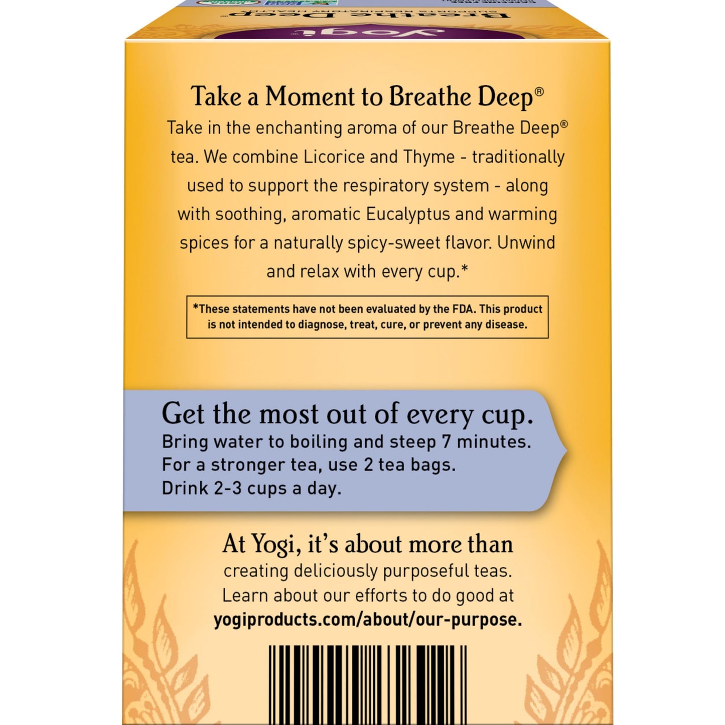 Yogi Tea Breathe Deep Tea - 16 Tea Bags per Pack (6 Packs) - Organic Respiratory Tea - Supports Respiratory Health - Includes Li