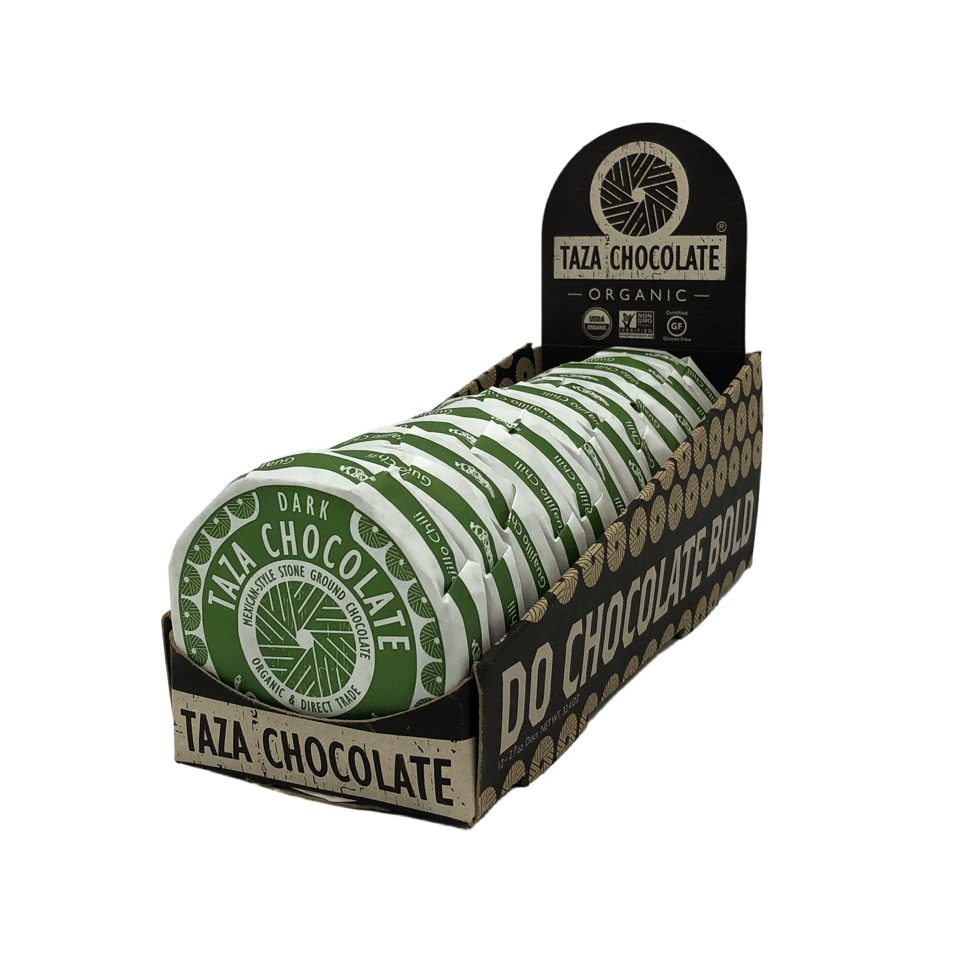Taza Chocolate Organic Mexicano Disc 50% Dark Chocolate, Guajillo Chili, 2.7 Ounce (12 Count), Vegan