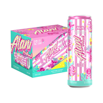Alani Nu Cotton Candy  Sugar Free  Low Calorie Energy Drinks  200Mg Energy Blend  Biotin  B Vitamins  Zero Sugar  10 Calories  12 Fl Oz Cans  12 Pack