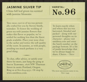 Smith Teamaker Jasmine Silver Tip Green Tea (Pack Of 6 - 15 Bag Each)