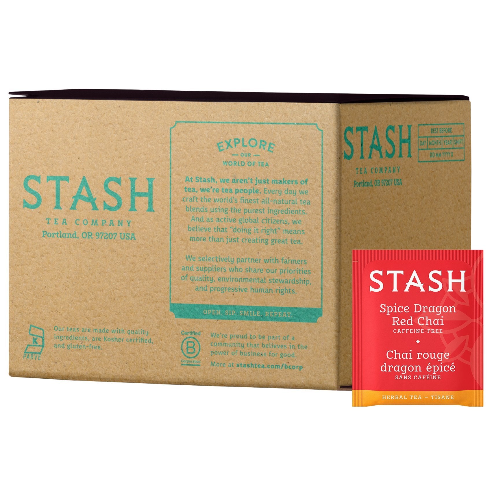 Stash Tea Spice Dragon Red Chai Herbal Tea  Box Of 100 Tea Bags (Packaflavor Blendg May Vary)