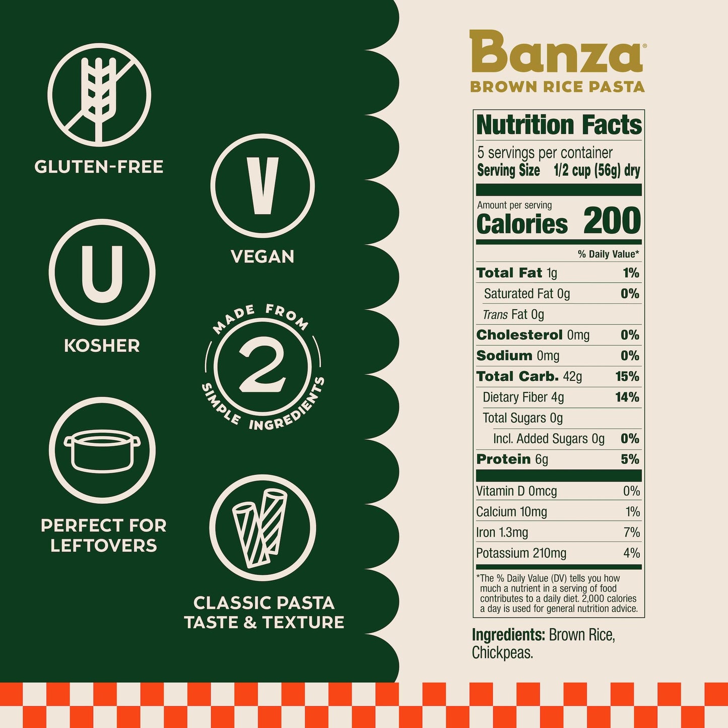 Banza Brown Rice Penne Pasta - Gluten-Free Pasta Made in Italy - Non-GMO, 10oz - Classic Texture, Perfect for Leftovers