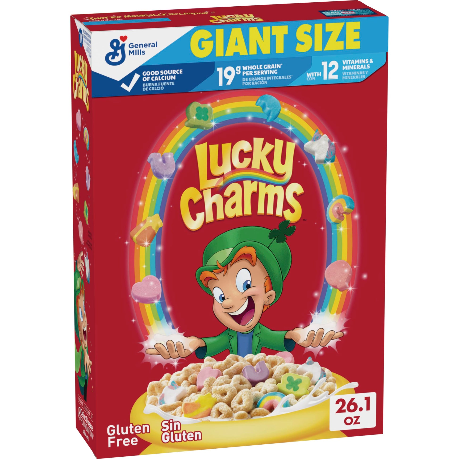 Lucky Charms Cereal With Marshmallows, Cereal Box With St. Patrick'S Day Leprechaun Trap, Gluten Free, Made With Whole Grain, Giant Size, 26.1 Oz