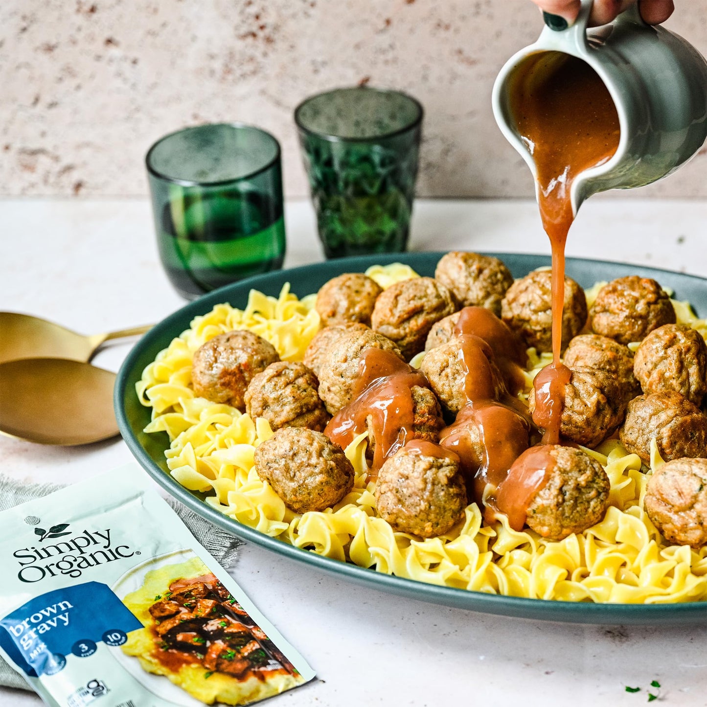 Simply Organic Brown Gravy Seasoning Mix, 1-Ounce 12 Pack, Old Fashioned Brown Gravy With Beef Stock, Onion & Mushroom Flavors