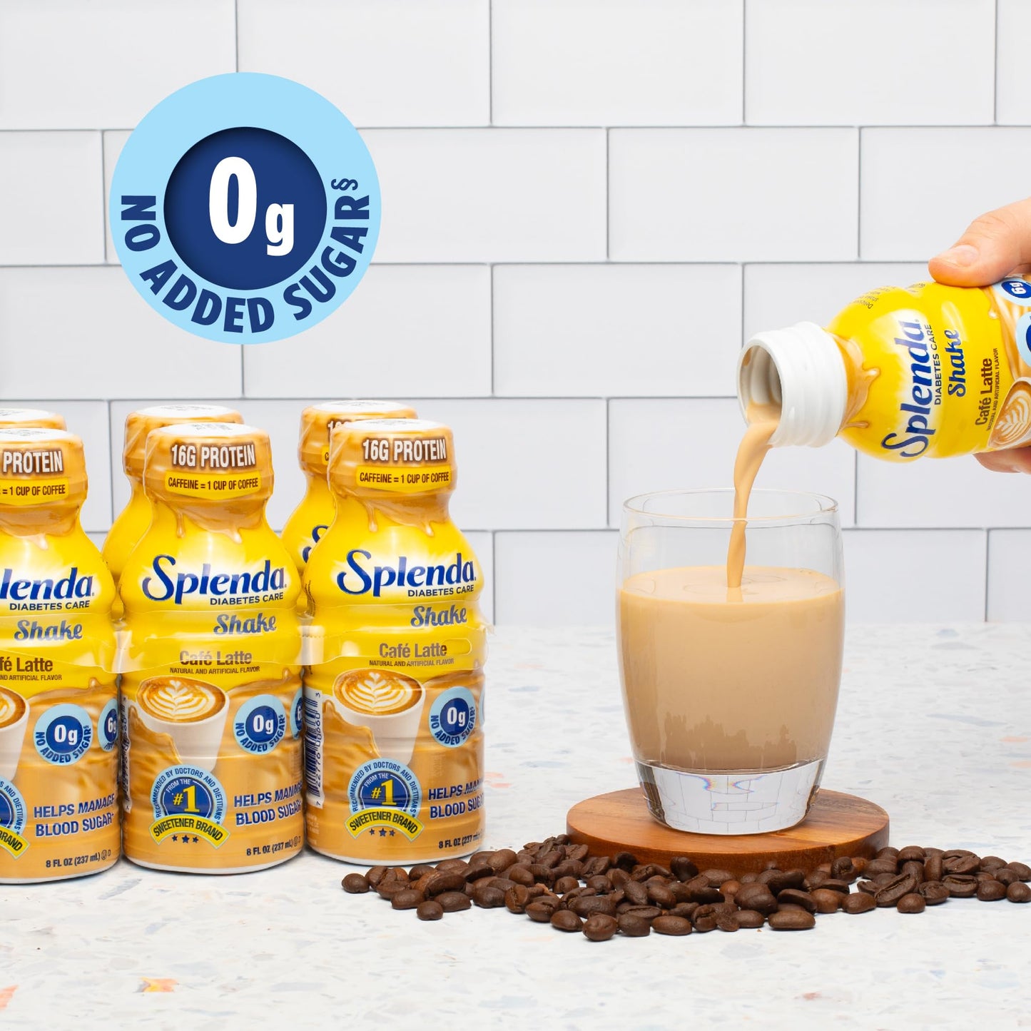 SPLENDA Diabetes Care Shakes - Meal Replacement Shake, 8 Fluid Ounces Per Bottle (Caf   Latte, 6 Pack)