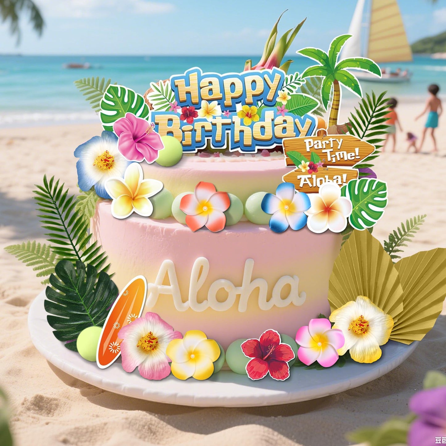LAST HOE DOWN Hawaiian Cake Topper - Colorful Summer Cake Decorations