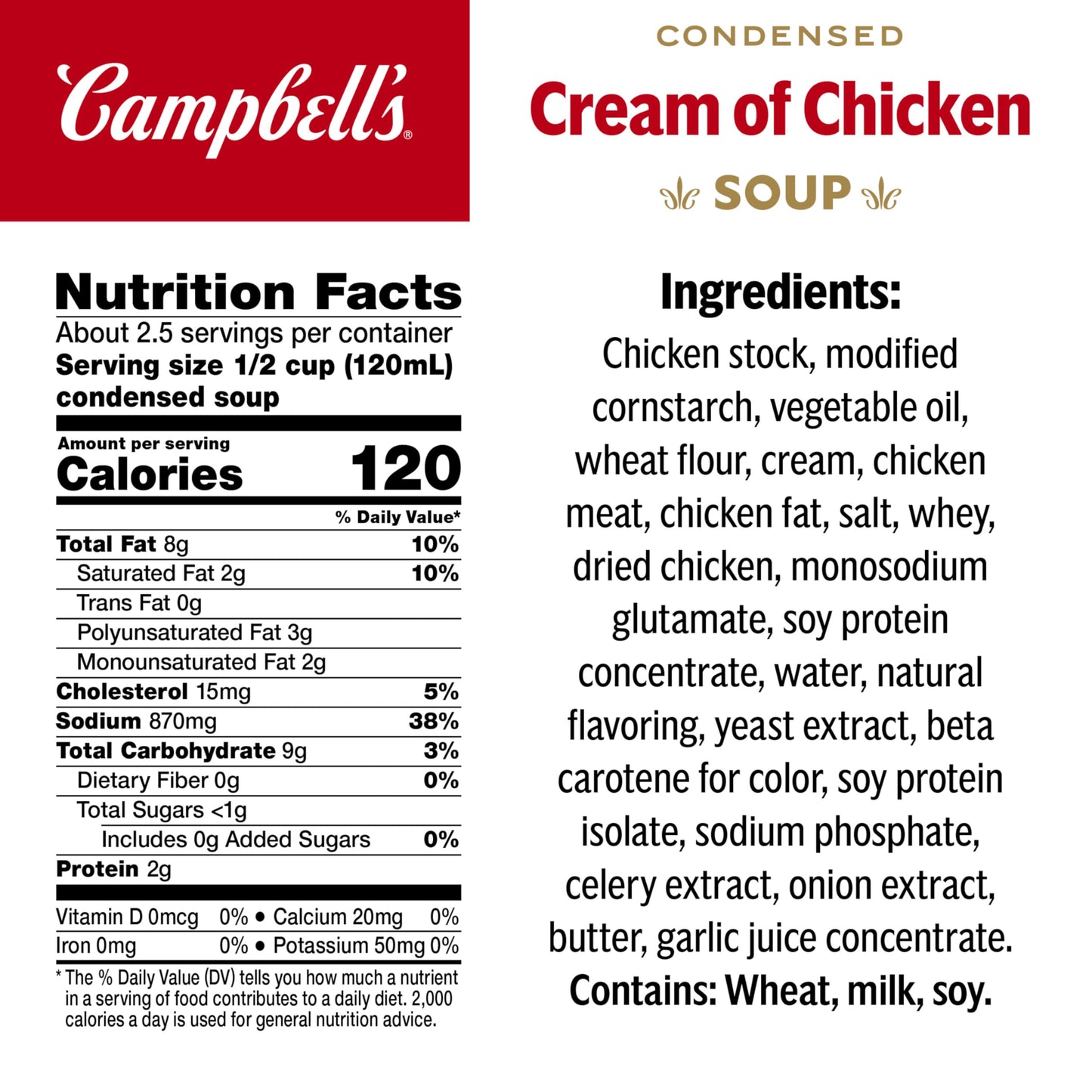 Campbells Cream of Chicken Soup, 10.5 Ounce Can, Pack of 48