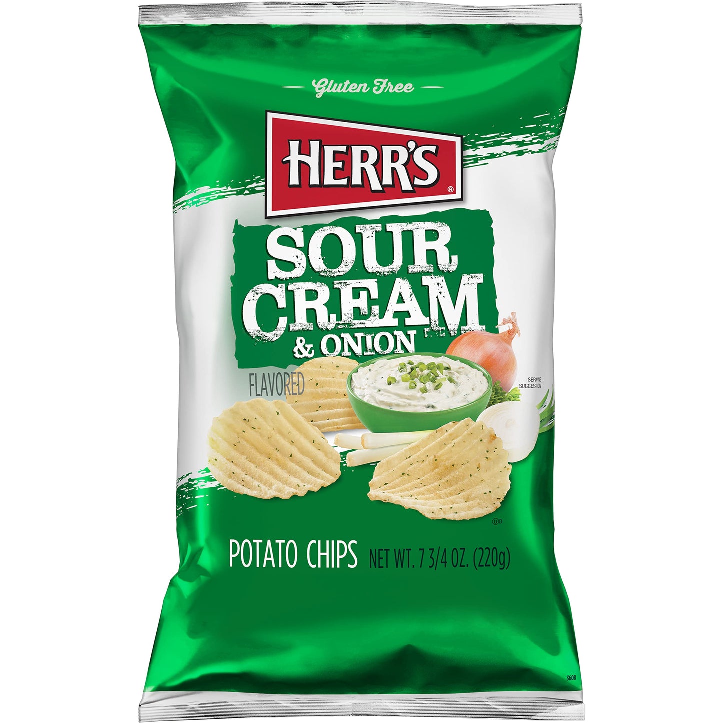 Herr'S Sour Cream And Onion Potato Chips, 7.75 Ounce (Pack Of 12 Bags)