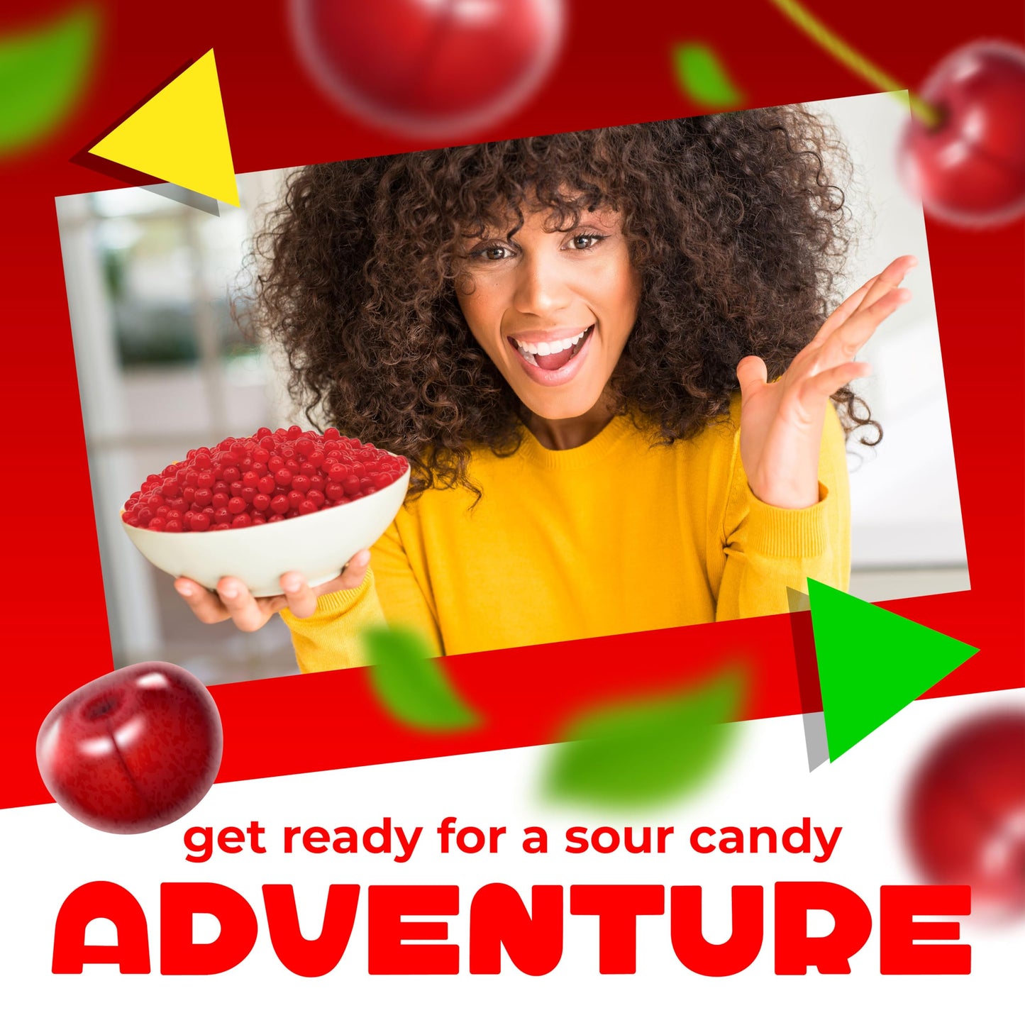 Cherry Sours | Chewy Red Candy | 1 Pound Bag | Sour Red Candy | Sour Cherry Balls | Cherry Sours Candy Balls | Aprox.150 Pieces