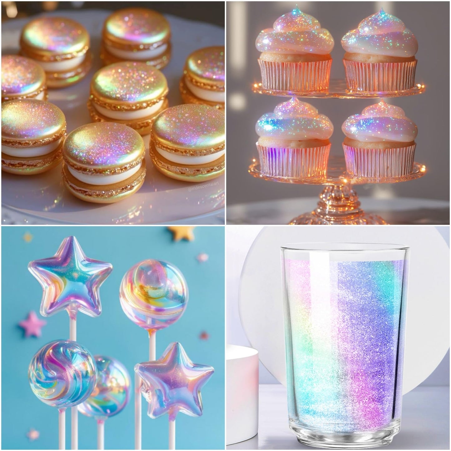 Iridescent Edible Glitter - Herbeklab Edible Glitter Spray 10g Edible Iridescent Glitter for Cakes Food Grade Drink Glitter Rainbow Edible Glitter for Cocktails Chocolate Strawberry