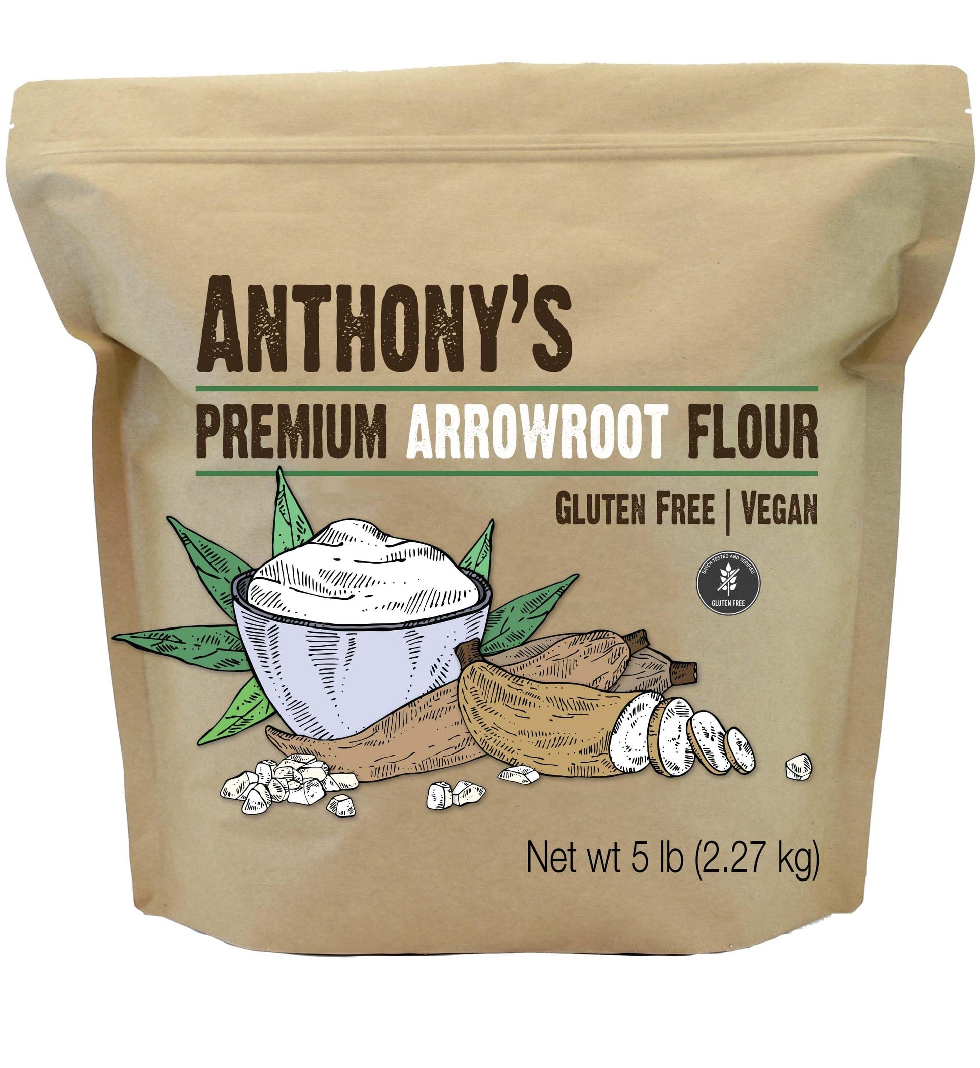 Anthonys Arrowroot Flour, Gluten Free, Non-GMO, 5 lb Bag