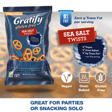 Osem Gratify Pretzel Sea Salt Twists 2 pack (10.5 ounce x 2) Vegan and Gluten Free Oven Baked Deliciousness