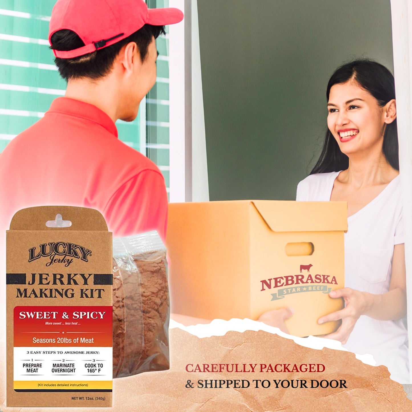 Nebraska Star Beef Sweet & Spicy DIY Jerky Seasoning Kit - 12 Ounce - Makes 20lbs of Beef Jerky