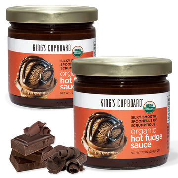 KingS Cupboard Organic Hot Fudge Sauce - The Perfect Hot Chocolate Sauce For Topping Ice Cream & Desserts  Coffee Drizzle  Baking  Fondue  Gluten-Free  Kosher  All Natural  7.2 Oz - Pack Of 2