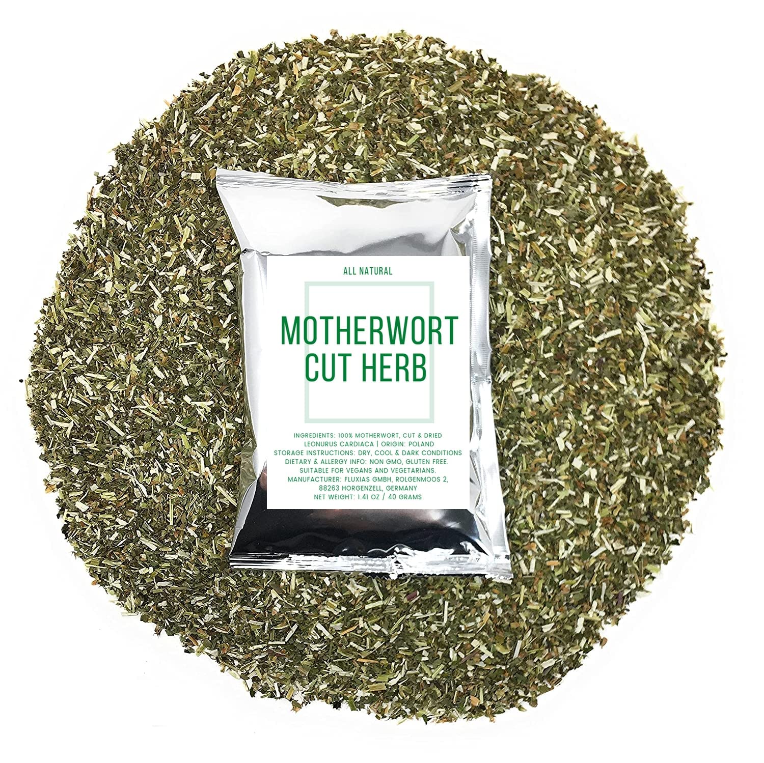 Motherwort Herbal Tea - Ingredients: 100% Natural Motherwort, Cut & Dried Leonurus Cardiaca - Origin: Poland - Net Weight: 1.41