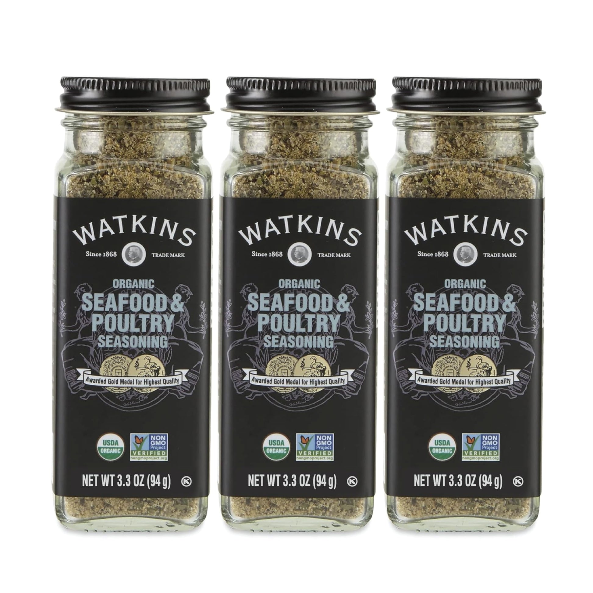 Watkins Gourmet Organic Spice Jar, Seafood & Poultry Seasoning, Jar 3.3 Ounce (Pack of 3)