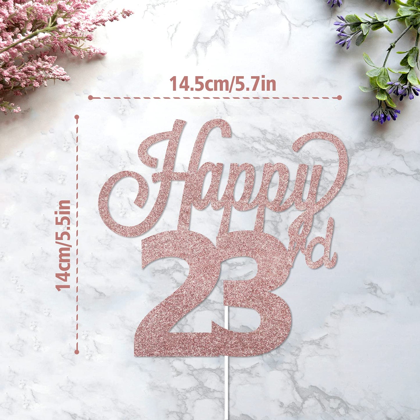 Lingteer Happy 23Rd Birthday Cake Topper - Cheers To 23Rd Birthday 23 Years Old Birthday Party Cake Decorations Sign.