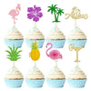 Gyufise 32Pcs Tropical Cupcake Toppers Aloha Cupcake Picks Flamingo Cake Toppers Hawaiian Luau Cake Decorations For Aloha Baby S