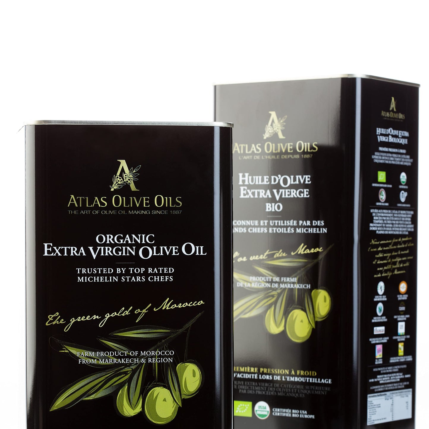 Atlas 3 Lt Organic Cold Press Extra Virgin Olive Oil With Polyphenol Rich From Morocco|Newly Harvested Unprocessed From One Sing