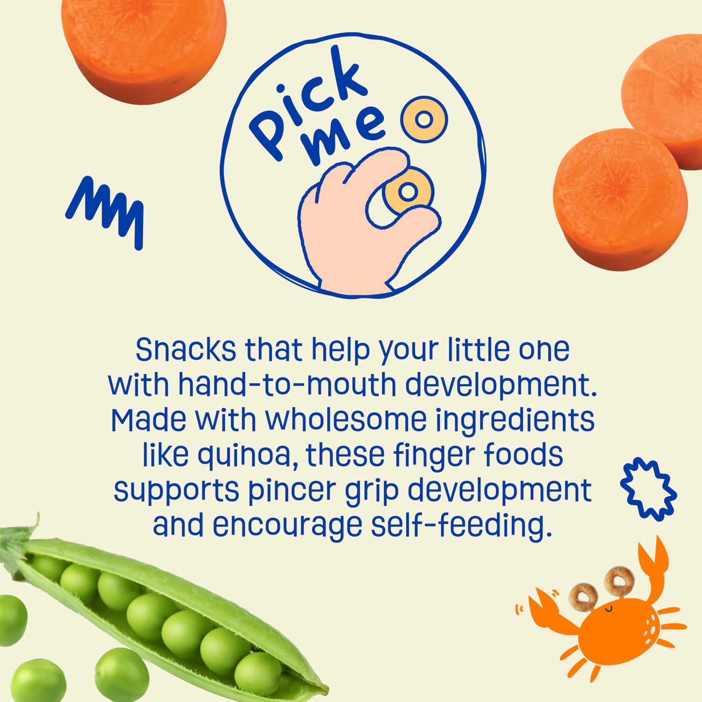 Earths Best Organic Melty Hoops, Bite-Sized Snacks For Babies 8 Months And Up, Spring Veggie, 0.32 Ounce Individual Bags (Pack Of 4)