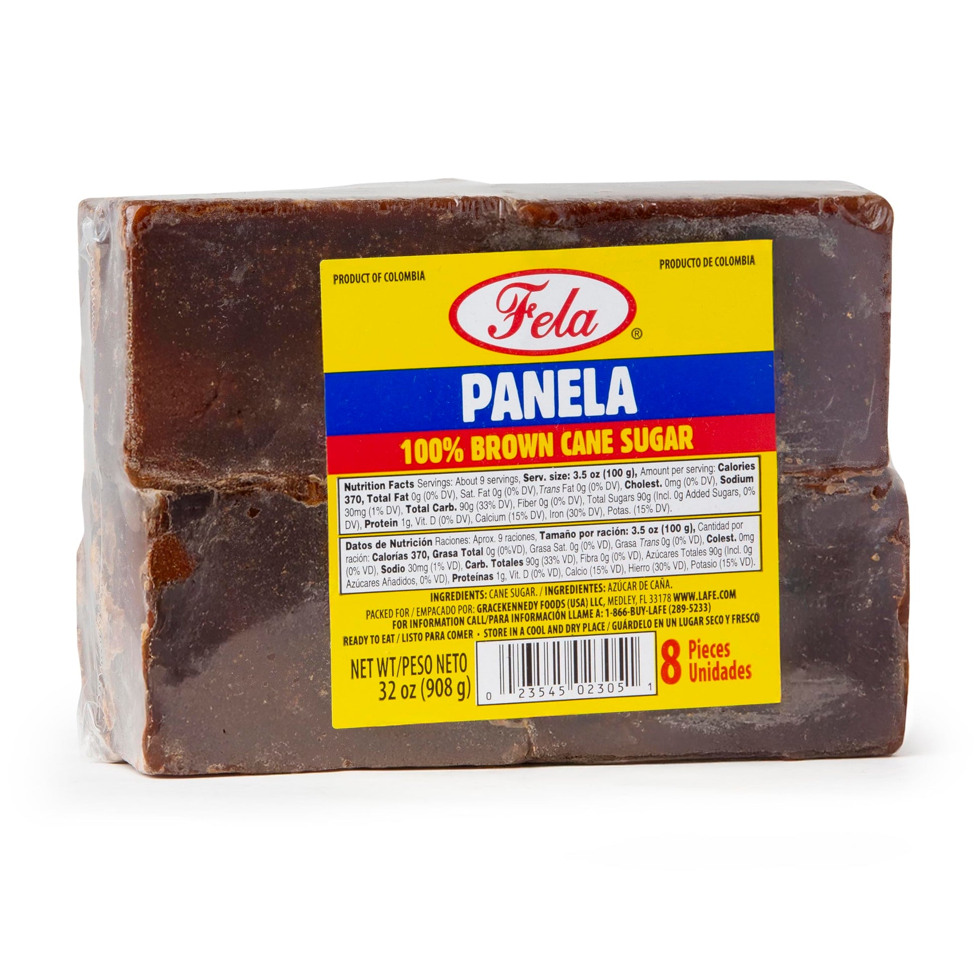Fela Panela Cuadrada Pure Brown Sugar Cane 32oz - Colombian Traditional Cooking