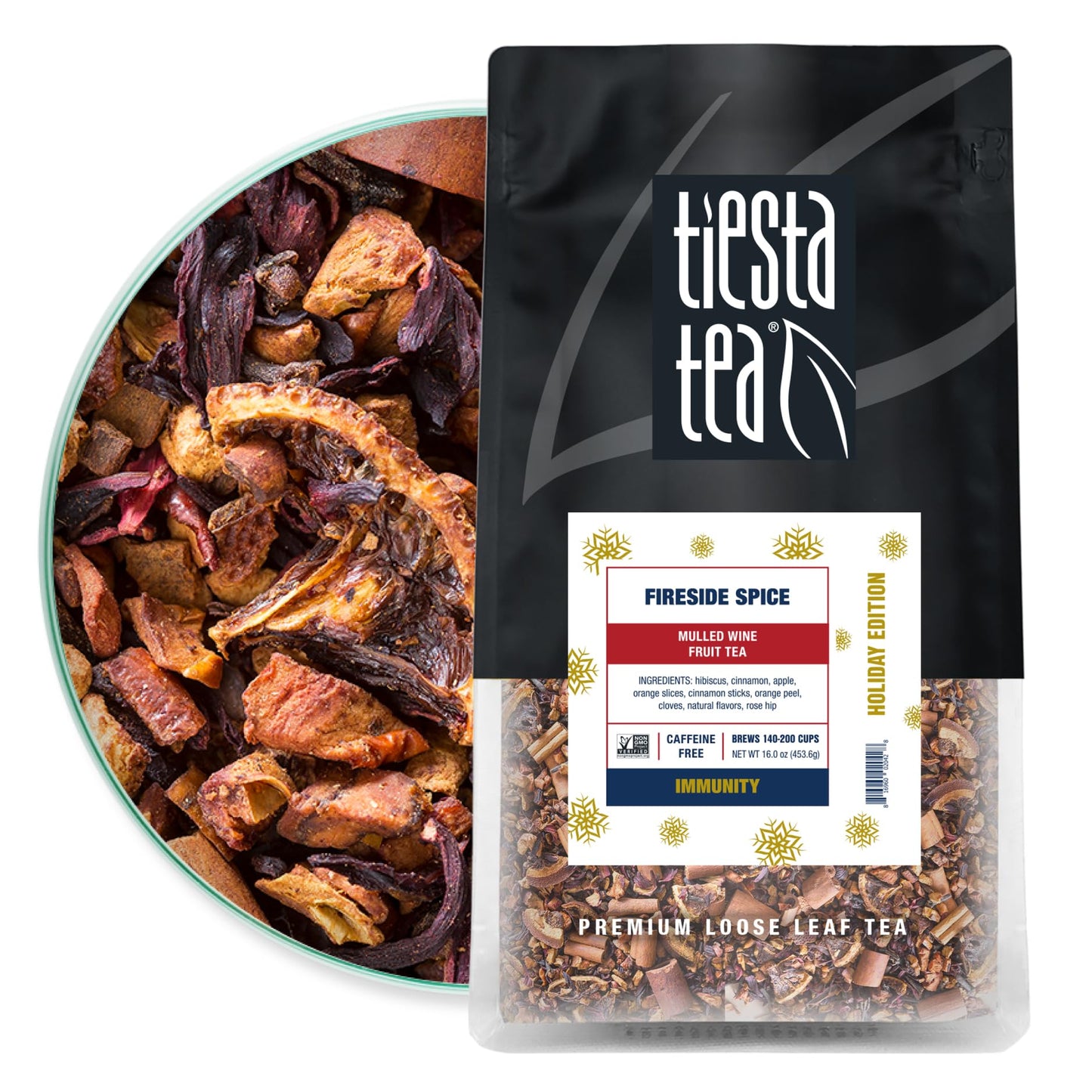 Tiesta Tea Fireside Spice Herbal Tea Blend, Non-Caffeinated, 16 oz Bulk Pouch, Brews Up to 200 Cups