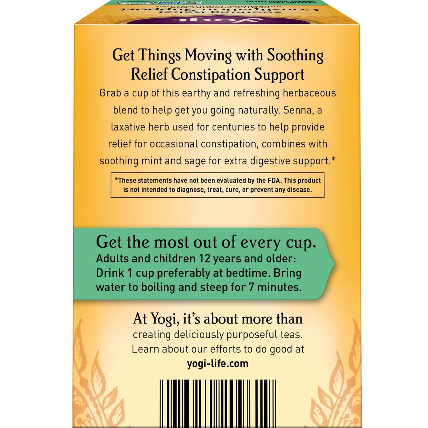 Yogi Tea Soothing Relief Constipation Support - Tea With Organic Senna Leaf - Gently Aids Constipation Overnight - Laxative Tea
