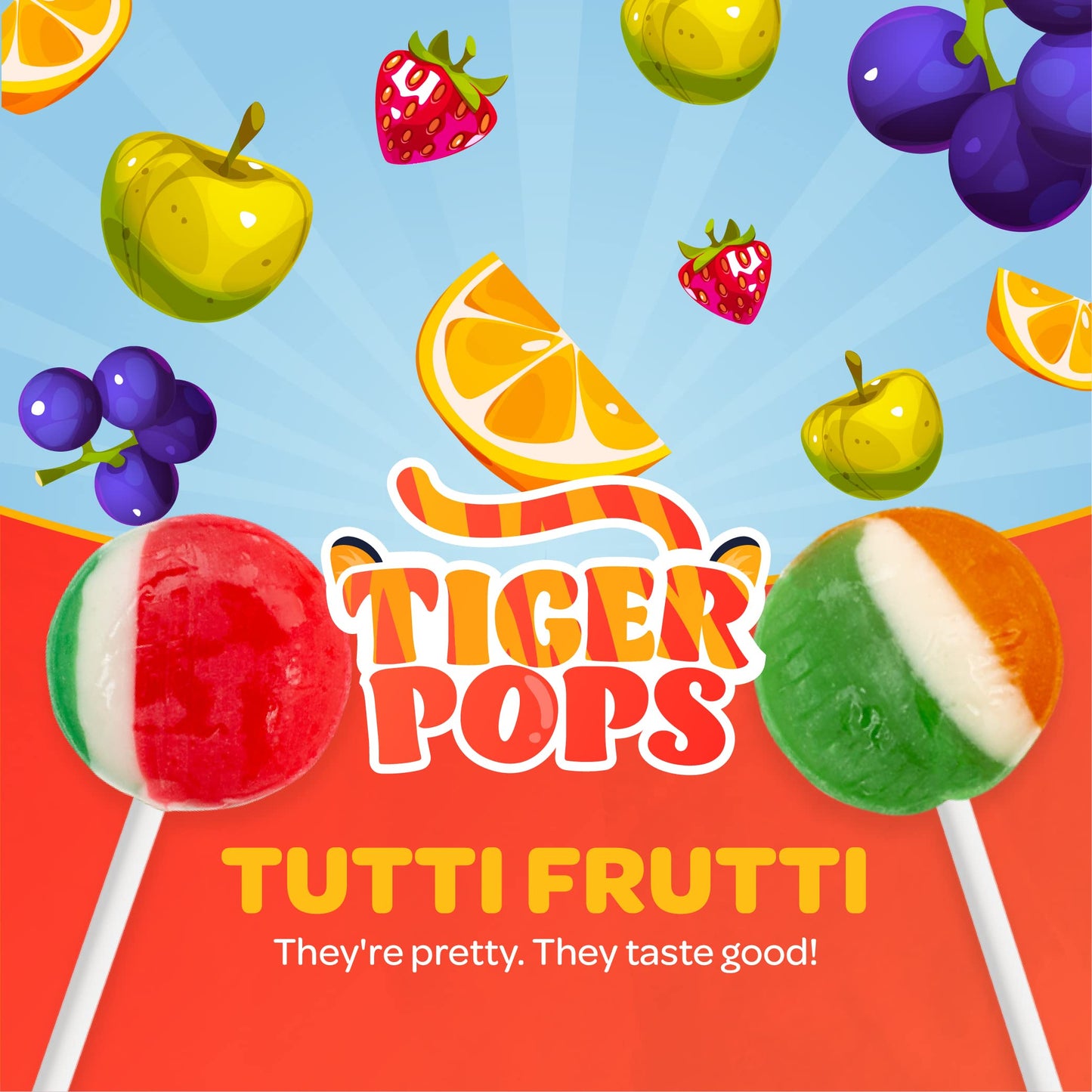 Fruit Lollipops - 2 Pound Bulk Pack (80 Count) - Assorted Fruit Flavored Hard Candy - Flat Suckers For Kids And Parties