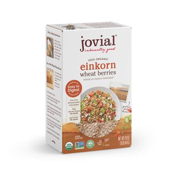 Jovial Einkorn 100% Organic Wheat Berries - Einkorn Berries, Organic Wheat Berries, High Protein, Non-Gmo, Usda Certified Organi