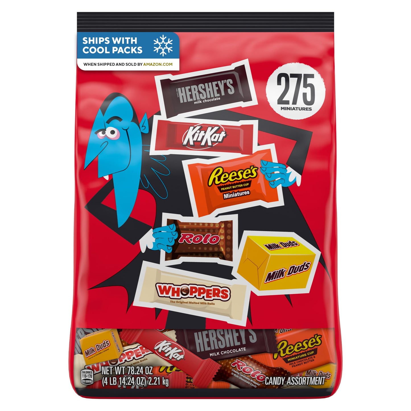 Hersheys Miniatures Assorted Flavored Halloween Candy Bulk Bag, 275 Count, 78.24 oz