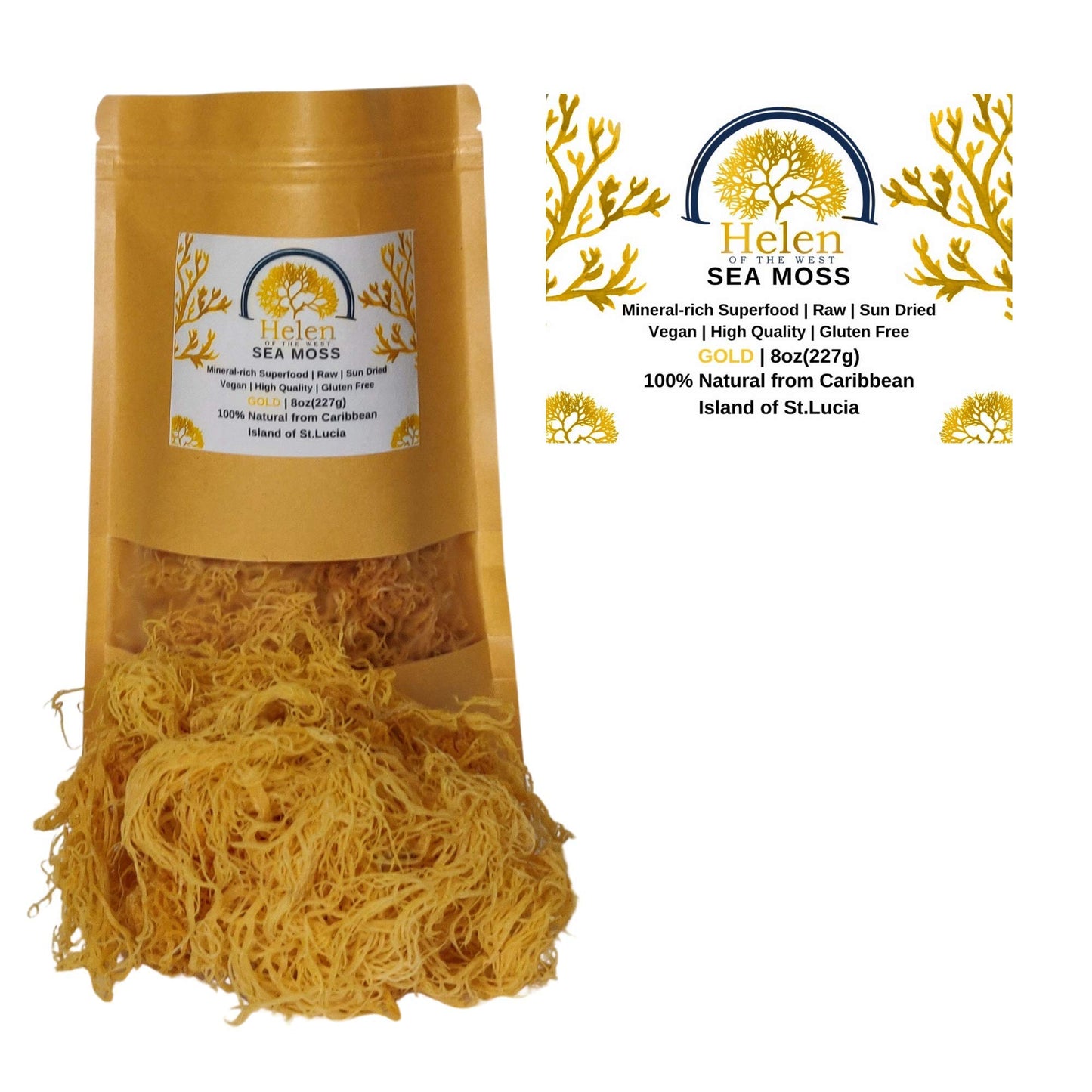 Wildcrafted Sea Moss | Gold - Purple - Green - Mixed | 100% Natural Irish Moss From St.Lucia | Mineral-Rich Superfood | 8Oz Sun-