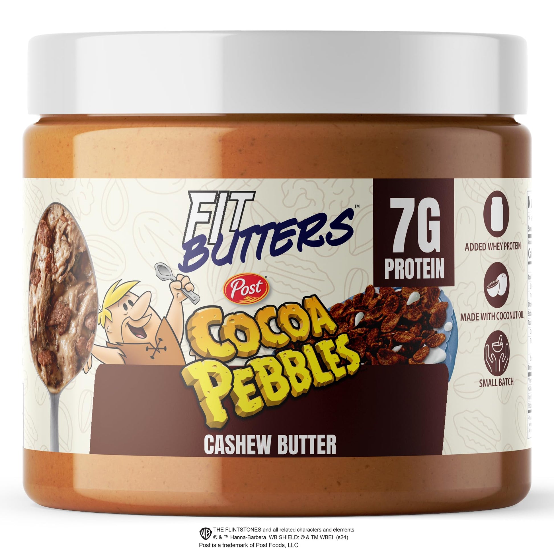 Fit Butters Cocoa PEBBLES Cashew Butter - Added Protein and Coconut Oil, Low Carb, Low Sugar, Complete Protein Dessert Flavored 