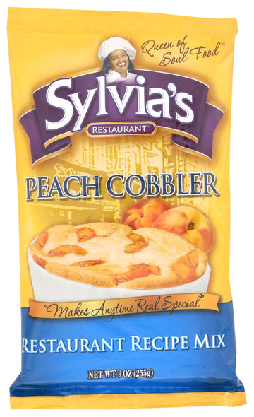 Sylvias Restaurant Peach Cobbler Recipe Mix, Delicious Desserts Made Easy with Sylvias Peach Cobbler Baking Mix, 9oz Bag
