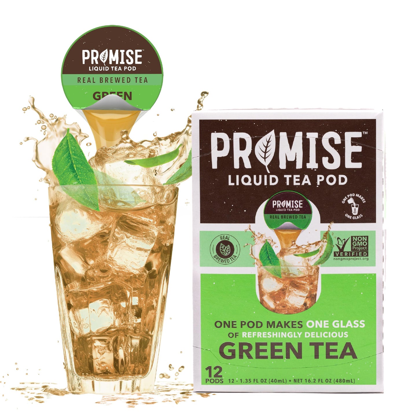 Promise Tea Single Serve Liquid Tea Concentrate Pods by Java House, Peel and Pour (Pack of 12, Green Tea)