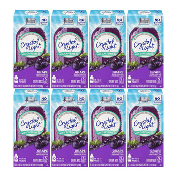 Crystal Light On-the-Go Energy Drink Mix, Sugar-Free Grape, Caffeinated, 1.1 oz, 10 ct (Pack of 8)