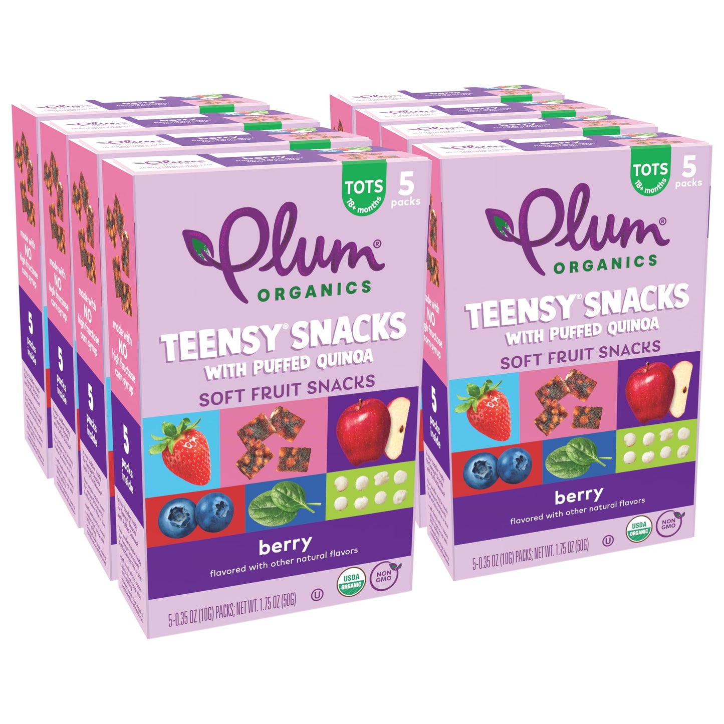 Plum Organics Teensy Snacks Soft Fruit Snacks - Berry With Puffed Quinoa - 0.35 Oz Bags (Pack Of 40) - Organic Toddler Food Frui