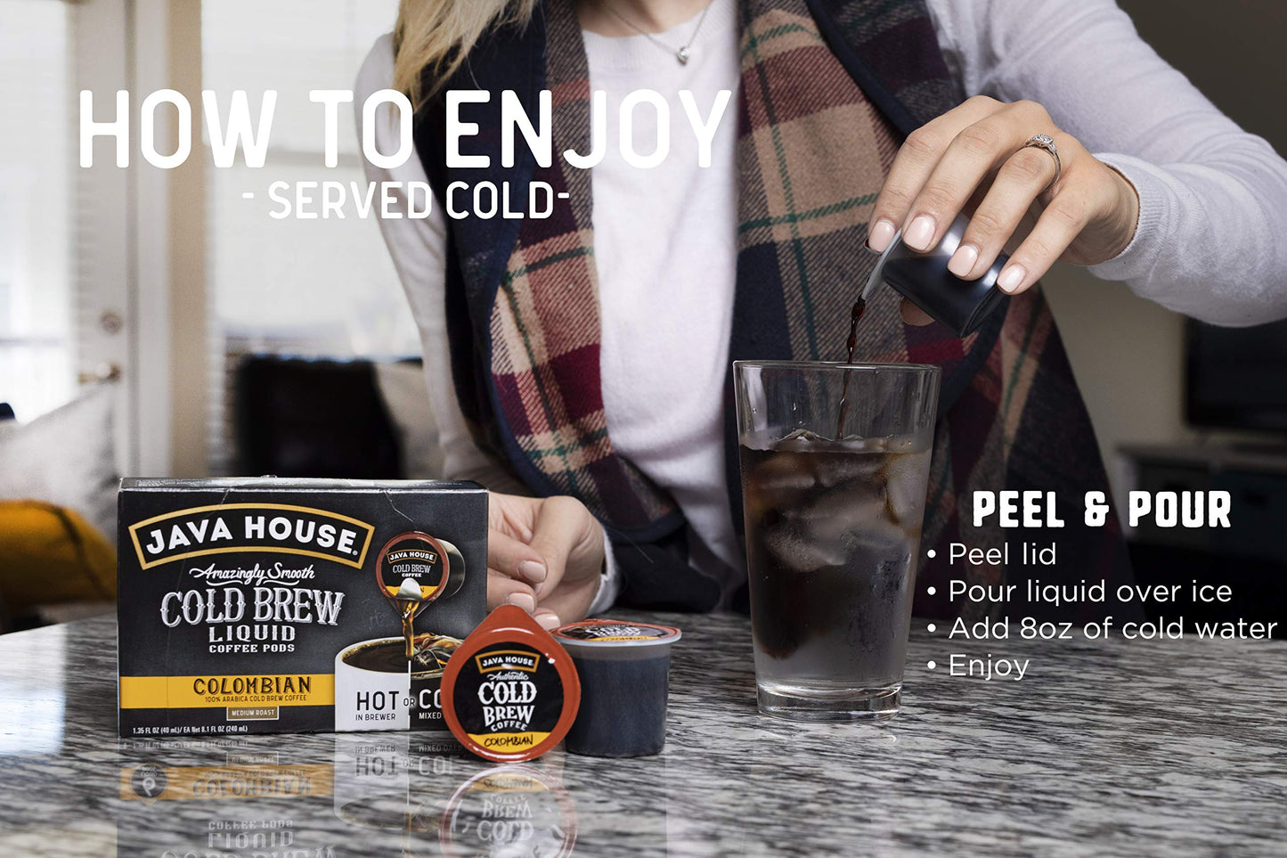 Java House Cold Brew Coffee Concentrate Single Serve Liquid Pods - 1.35 Fluid Ounces Each (Colombian, 12 Count)