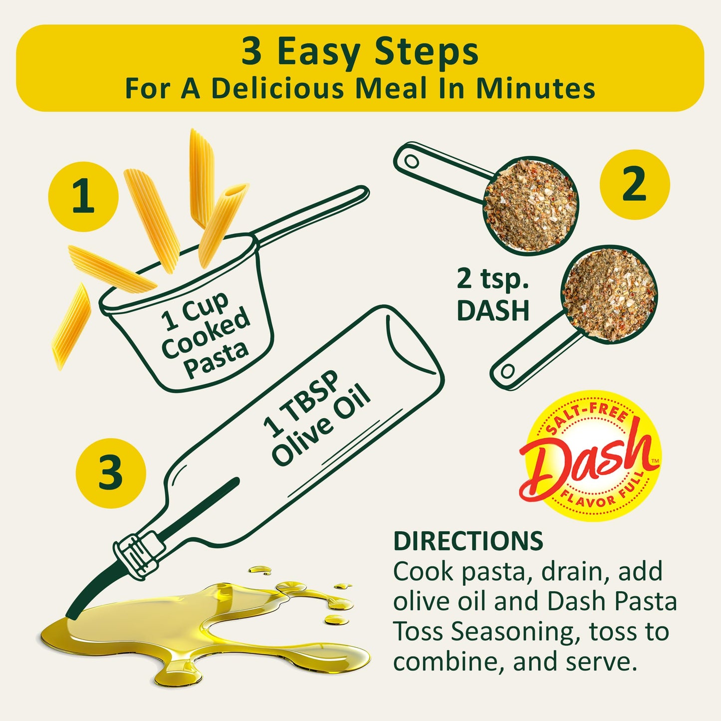 Dash Salt-Free Pasta Seasoning Blend, Mediterranean, 1.9 Oz, Pack of 8